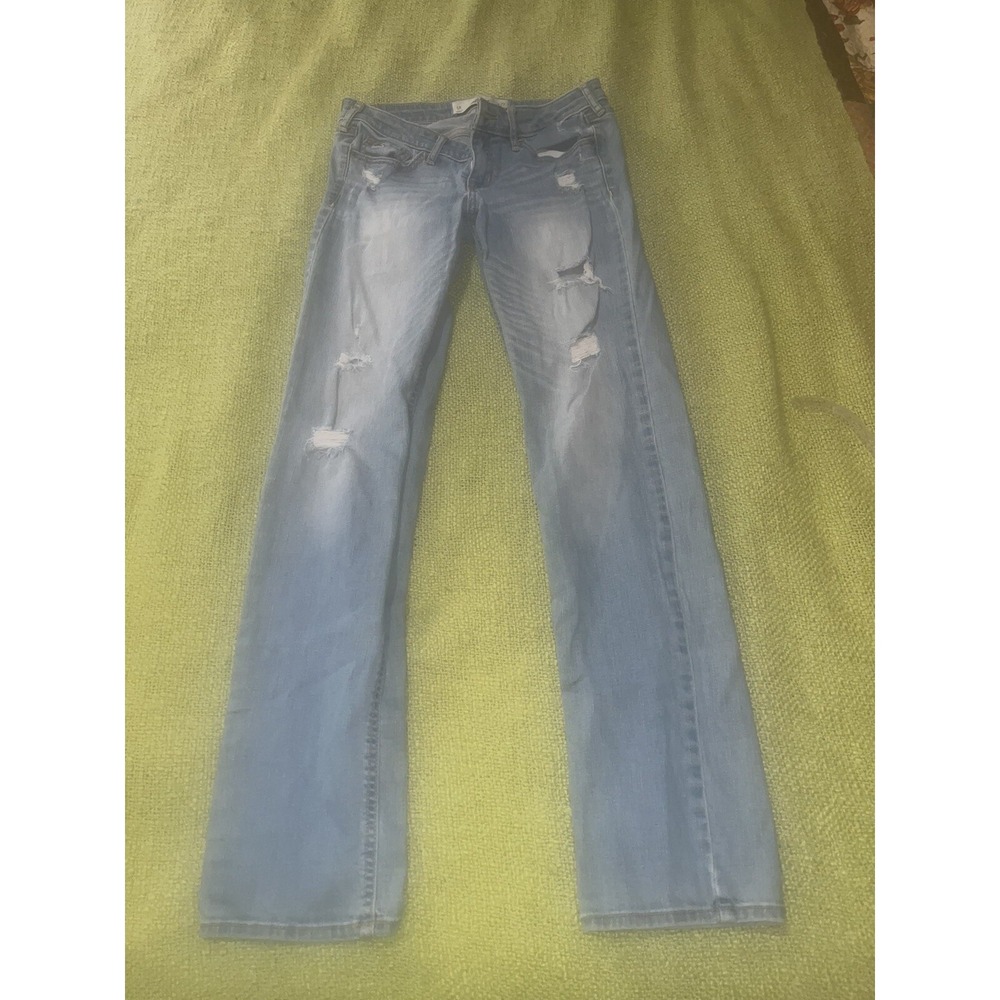 Hollister Blue Jeans Size 5r , 27x 30 , Distressed , Light‎ Wash